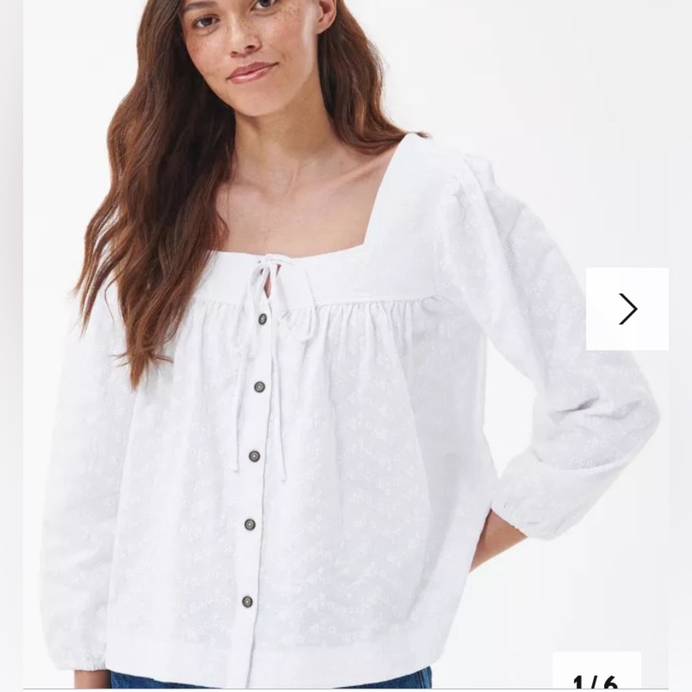 Barbour Delphinium Broderie Anglaise Top, White NWT 6